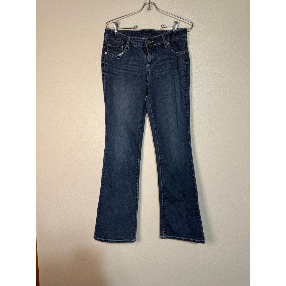 Apt. 9 Womens Dark Wash Bootcut Jeans Blue Denim Flap Pockets Size 8‎